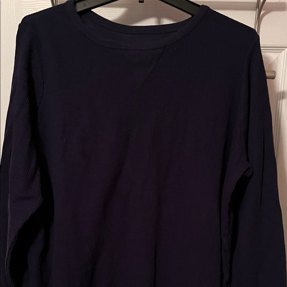 Woman Within Navy Textured Knit Top